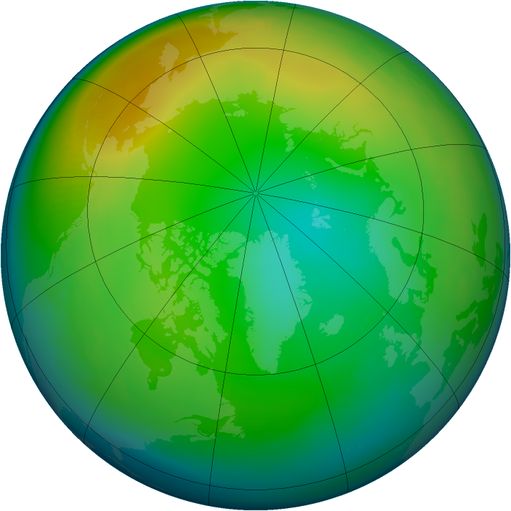 Arctic ozone map for December 1986